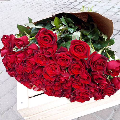 фото букета 101 красная роза
