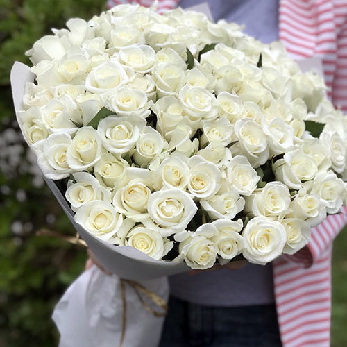 букет 101 белая роза фото