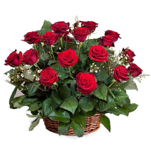 Фото товара 21 красная роза в корзине в Ужгороде