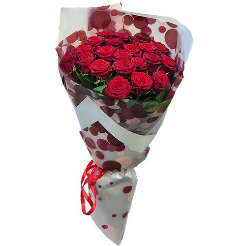 Фото товара 21 червона троянда в упаковці в Ужгороде