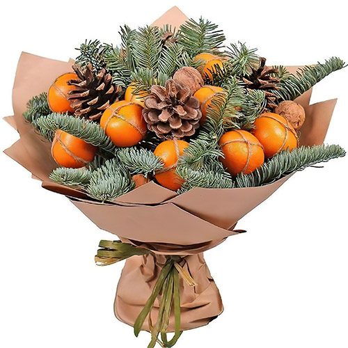 Фото товара Новогодний букет с мандаринами в Ужгороде