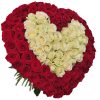 Фото товара Сердце 101 роза - красная и белая в Ужгороде