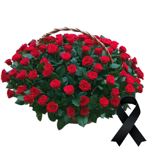 Фото товара 100 красных роз в корзине в Ужгороде