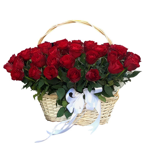 Фото товара 51 красная роза в корзине в Ужгороде