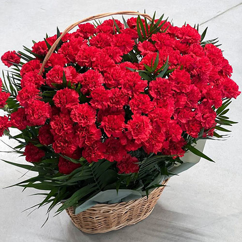 Фото товара 100 гвоздик в корзине в Ужгороде